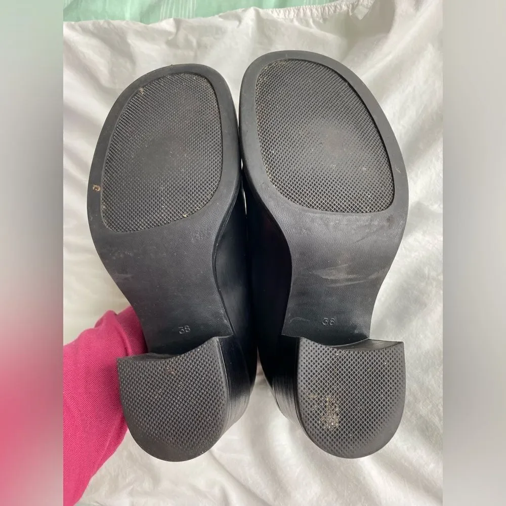 90s Heeled Loafer Black Leather Nine West Shoes - Picture 7 of 9